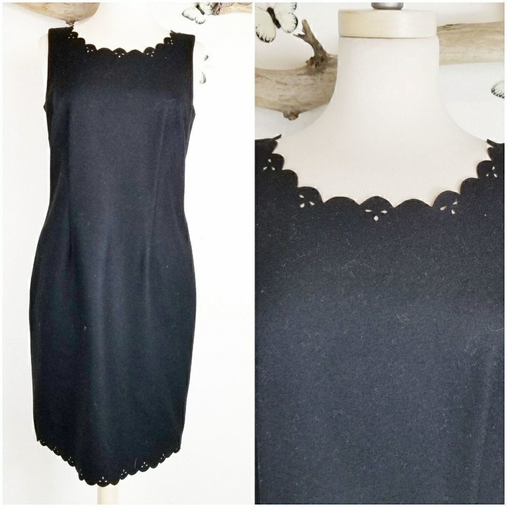 Ann Taylor black wool cashmere blend shift dress
